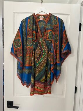 Flying Tomato Orange and Blue Paisley Print Tunic